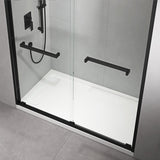 ZNTS 60 in. W x 76 in. HSliding Framed Shower Door in Black Finish with Clear Glass W127253517