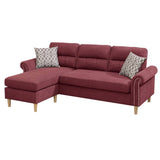 Velvet Reversible Sectional Sofa in Paprika Red B01682327