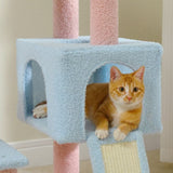 ZNTS Flower Cat Tree47.2" Multi-Level Cat Tower with Sisal Covered Scratching Posts,Cute Cat Condo for 05355028