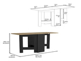 Folding Table with Expandable Design in 3 Forms, Black / Macadamia B097P167405