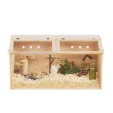 Middle Transparent Wooden Hamster Cage, Small Animal Habitat Hutch for Large Siberian W2181P156758