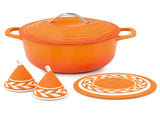 Stainless Steel Handle 5QT Round Enameled Pot Orange Gradient 80490768