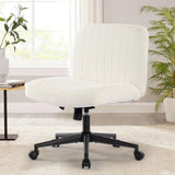 ZNTS Office chair with wheels, armless office chair, Teddy velvet wide seat home office chair, cute W1521P176388