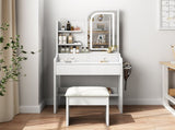 Fashion Vanity Desk with and Lights for Makeup with hair dryer holder and Chair, Vanity 16879326