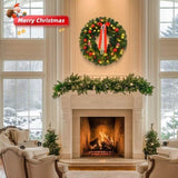 24in Pre-lit Battery Powered Christmas Wreath, Lighted Artificial Xmas Wreath with 50 Warm Lights 43039127