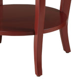 Red Round Side Table with Bottom Shelf B062P181366