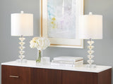 Diamond Stacked 23" Contemporary Crystal Table Lamp in Clear K9 Crystal with Off-White Silk-Like B202P224007