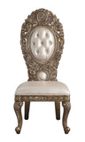 Ivory and Gold Side Chair with Tufted Back B062P215488