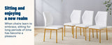 Luxury Simple Chair - Set of 4 White PU Material High Resilience Dining Chair with Metal Gold W1151P282689