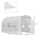 Outdoor Walk-In Tunnel Greenhouse Hot House with Roll-up Windows, Zippered Door, PE Cover 11.5' x 64512980
