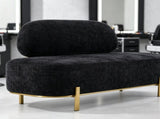 With Backrest, Gold Legs, Chenille Waiting Chair, 140*50*80cm, Black 28082880