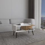 Aranjuez 29" Wide Coffee Table with Three Shelves, Rectangular, Living Room White - Natural Oak B070P254786