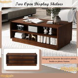 U-Can Modern Rectangle Coffee Table 4 Drawers and 2 Display Shelves, 47.2" Wood Coffee Table N724P286421D