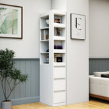 70.87" H Display Storage Cabinet , 4-Tier Shelf, 3 Side Drawers & 4 small display shelves , Modern W331P281202