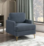 Modern Comfort Accent Chair 1pc Gray Chenille Upholstery Gold Finish Metal Legs Living Room B011P308021