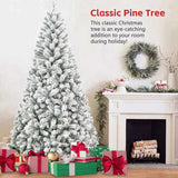 5FT Flocked Christmas Tree Artificial Snowy Holiday Tree with 407 Tips, Full Shape PVC, Sturdy 77059771
