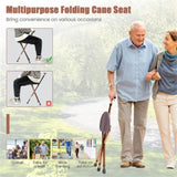 Folding Seat Cane 5-Level Height Adjust, LED Light, Anti-Slip Pads, Aluminum Alloy, Bonus 81097727