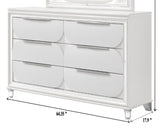 ZNTS 1pc Modern Contemporary Dresser w Six Storage Drawers Jewelry Tray White Cream Finish Bedroom Wooden B011P215601