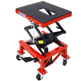 300 lbs Hydraulic Motorcycle Scissor Jack Lift Foot Step Wheels for Small Dirt Bikes,red color W46577206