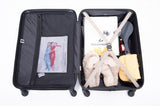 3 Piece Luggage Sets ABS Lightweight Suitcase with Two Hooks, Spinner Wheels, TSA Lock, 74309994