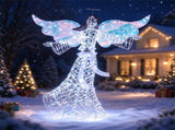 5.2 FT Pre-Lit Christmas Angel with Iridescent Robe & Wings, 230 Cold White LEDs, Metal Frame 35543106
