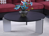 32.68" & 16.93" round coffee table end table sofa table side table set with black OAK veneer surface W2899P405894