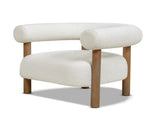 Fuji 37" Mid Century Modern Barrel Accent Arm Chair, Ivory White Boucle B2719P238263