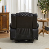 Black PU Remote-Controlled Heating and Massage Assistive Recliner for SeniorsI W570P320457