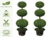4FT Artificial Triple Ball Boxwood Topiary Trees Outdoor Ball-Shaped Boxwood, Fake Plants, Home W2945P578008