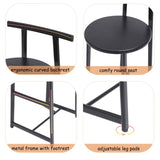 27''H Barstool Set of 3 Wooden Round Bar Stools with Footrest Modern Kitchen Chairs for Counter W1757P265184