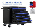 6 DRAWERS MULTIFUNCTIONAL TOOL CART WITH WHEELS-BLACKBLUE 29251477