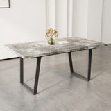 Simple and modern design, 6-person dining table, 62.9-inch rectangular wooden dining table, perfect W1727P241149
