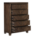 ZNTS Modern-Rustic Design 1pc Wooden Chest of 5x Drawers Distressed Espresso Finish Plank Style Detailing B01165759