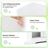 Slim White Bathroom Storage Cabinet - 2 Sliding Doors 2 Adjustable Shelves Toilet 38495905