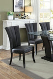 ZNTS Black Faux Leather Upholstered Lines back Set of 2pc Chairs Dining Room Wide Flair back Chair HSESF00F1591