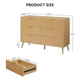 Bedroom Dresser, 6 Double Dressers with Wavy Drawers, Wooden Chest of Drawers for Children's Room, W1162P190403