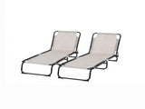 Cream White Set of 2 Folding Chaise Lounge Chairs Sun Tanning Chairs for Beach Camping Outdoor 06542031