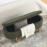 ZNTS Ottoman Oval Storage Bench,Rubber Wood Leg, Green W487P178761