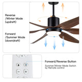66" Vintage Ceiling Fan Lighting with Brown Blades in Integrated LED W1367121888