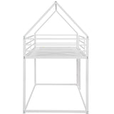 Twin over Twin House Bunk Bed with Built-in Ladder,White WF283080AAK