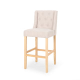 Vienna Contemporary Fabric Tufted Wingback 31 Inch Counter Stools, Set of 2, Beige and Natural 64854.00BGE