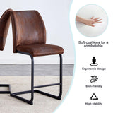 A set of two brown chairs, including suede cushions and black metal legs. Small size, suitable for W1151P144808