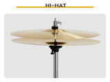 22" Adult 5-Drum Set, Poplar Wood Shells with Double-Layerheads, Brushed Gray Finish, Adult 00417398