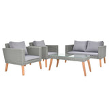 ZNTS 4 Piece Outdoor Patio Furniture Set, Resin Rattan and Acacia Wood Chairs Conversation Furniture Set 96267191