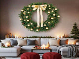 48in Pre-lit Christmas Wreath, Lighted Artificial Xmas Wreath with 150 Warm White Lights and 450 PVC 12728162