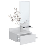Vienna 23.6" Wide 3-Tier Shelf Floating Mirror Console Table, Full Extension Drawer White B070P242498