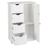 Single Door Bathroom Storage Cabinet with 4 Drawers White 06676375