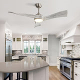 52 Inch Brushed Nickel Ceiling Fan Light With 6 Speed Remote Energy-saving DC Motor 52K012BN