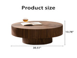 Round Wood 30.51 inch Coffee table for Living Room Table Walnut Suitable for Bedroom, Living Room, W3081P315307