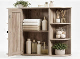 Bathroom Wall Cabinet Featuring 1 Mirrored Door 3 Shelves on Each Side MDF Construction with 57813692